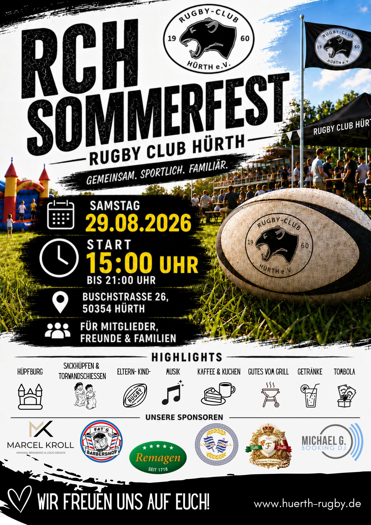 Flyer RCH Sommerfest 2026 - Samstag 29.08.2026, 15:00 bis 21:00 Uhr, Buschstraße 26, 50354 Hürth